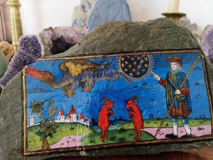 Calendrier des bergers (1493) Peinture sur ardoise brute, mars 2023
